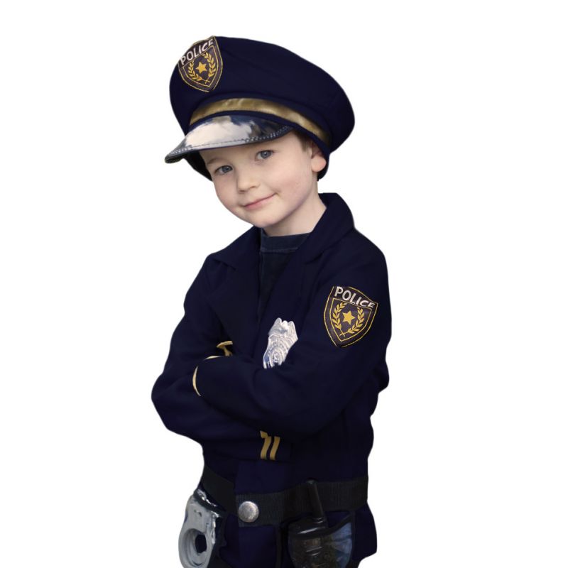 Polizist Kostüm Kinder Polizeianzug mit Mütze Polizeiuniform Polizei NEU 