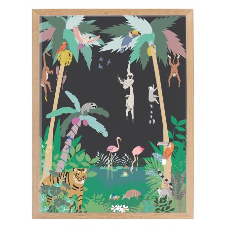 Poster mit Holzrahmen - Jungle (30x40)