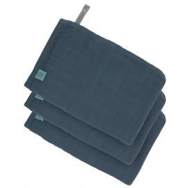 Set mit 3 Mull Waschhandschuhe - Marineblau