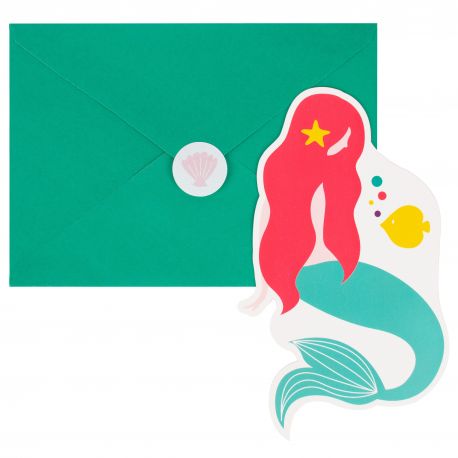 8 Einladungskarten - Meerjungfrau