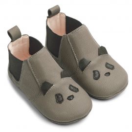 Edith Babyschuhe aus Leder - Panda grey