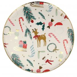 Set von 8 Papptellern - Weihnachten - Large