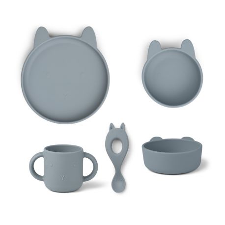 Vivi Kindergeschirr aus Silikon - Rabbit sea blue
