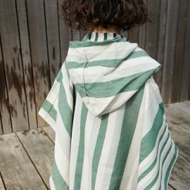 Roomie Hammam-Poncho - Y/D stripe: Garden green/sandy/dove blue