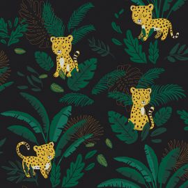 Tapete - Cheetah & tropical leaves - By night