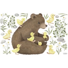 Wandaufkleber Decor M - Bear & baby ducks