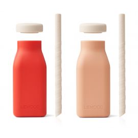 Erika Milchshake Trinkflasche - 2-pack - Apple red & tuscany rose mix