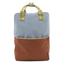 Rucksack large - Colourblocking - Blueberry + willow brown + pear green