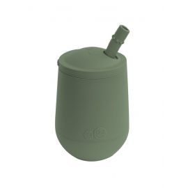 Mini Cup Becher mit Deckel und Strohhalm - Olive