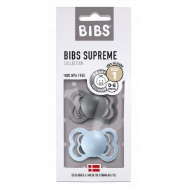 2er Set BIBS Supreme Silikon Schnuller - Iron & Baby Blue