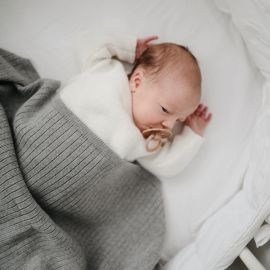 Babydecke - Ribbed Gray Melange