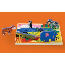 Holzpuzzle Learn, match, count - 123 Zoo - 10 Teile