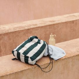 Samar Turnbeutel printed - Stripe: Hunter green & sandy