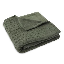 Jollein Decke Wiege 75x100cm Pure Knit Leaf Green/Velvet GOTS