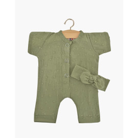 Collection Babies - Strampler Lili fÃ¼r Puppen und Haarband - Vert amande