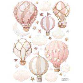 Stickerbogen A3 (29,7 X 42 cm) - Little Hot-Air Balloons (Pink) - Lilipinso