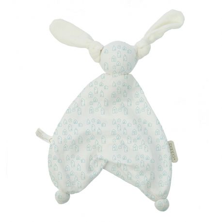 Schnuffeltuch Floppy muslin - Houses white/mint (muslin/terry) Schnuffeltuch Floppy muslin - Houses white/mint (muslin/terry)