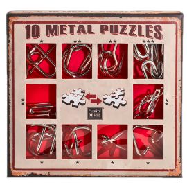 Set mit 10 Metal Puzzles - Rot